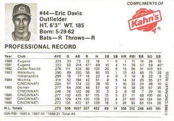 1989 Kahn's Cincinnati Reds #NNO Eric Davis Back