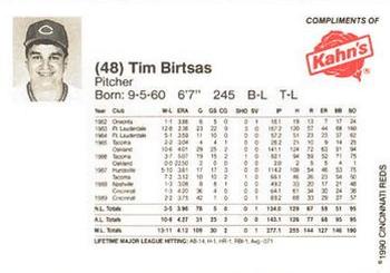 1990 Kahn's Cincinnati Reds #NNO Tim Birtsas Back