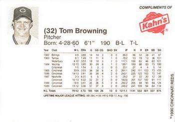 1990 Kahn's Cincinnati Reds #NNO Tom Browning Back