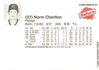 1990 Kahn's Cincinnati Reds #NNO Norm Charlton Back
