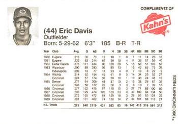 1990 Kahn's Cincinnati Reds #NNO Eric Davis Back