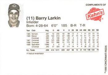 1990 Kahn's Cincinnati Reds #NNO Barry Larkin Back
