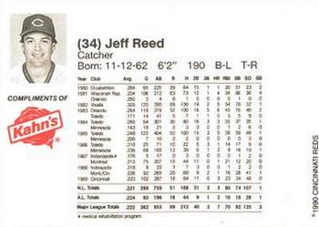 1990 Kahn's Cincinnati Reds #NNO Jeff Reed Back