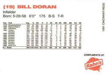 1991 Kahn's Cincinnati Reds #NNO Bill Doran Back