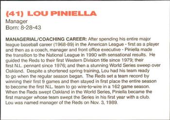 1991 Kahn's Cincinnati Reds #NNO Lou Piniella Back