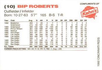 1992 Kahn's Cincinnati Reds #NNO Bip Roberts Back