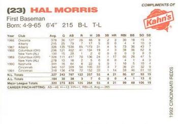 1992 Kahn's Cincinnati Reds #NNO Hal Morris Back