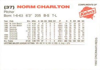 1992 Kahn's Cincinnati Reds #NNO Norm Charlton Back