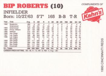 1993 Kahn's Cincinnati Reds #NNO Bip Roberts Back