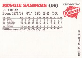 1993 Kahn's Cincinnati Reds #NNO Reggie Sanders Back