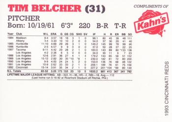 1993 Kahn's Cincinnati Reds #NNO Tim Belcher Back