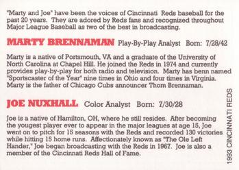 1993 Kahn's Cincinnati Reds #NNO Marty Brennaman / Joe Nuxhall Back