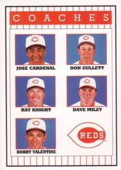 1993 Kahn's Cincinnati Reds #NNO Jose Cardenal / Don Gullett / Ray Knight / Dave Miley / Bobby Valentine Front
