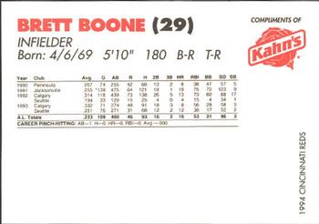 1994 Kahn's Cincinnati Reds #NNO Bret Boone Back