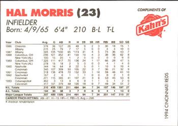 1994 Kahn's Cincinnati Reds #NNO Hal Morris Back