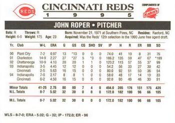 1995 Kahn's Cincinnati Reds #NNO John Roper Back