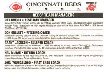 1995 Kahn's Cincinnati Reds #NNO Coaches (Ray Knight / Don Gullett / Grant Jackson / Hal McRae / Joel Youngblood) Back