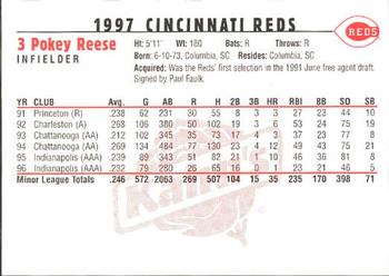 1997 Kahn's Cincinnati Reds #NNO Pokey Reese Back