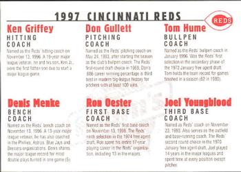 1997 Kahn's Cincinnati Reds #NNO Ken Griffey / Don Gullett / Tom Hume / Denis Menke / Ron Oester / Joel Youngblood Back