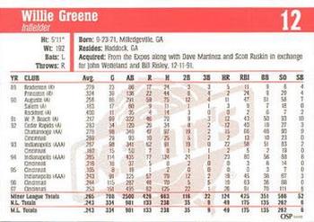 1998 Kahn's Cincinnati Reds #NNO Willie Greene Back