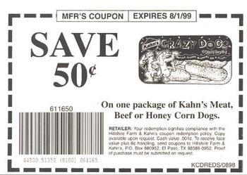 1998 Kahn's Cincinnati Reds #NNO Kahn's Coupon Back