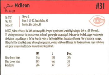2000 Kahn's Cincinnati Reds #NNO Jack McKeon Back
