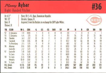 2000 Kahn's Cincinnati Reds #NNO Manny Aybar Back