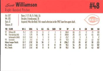 2000 Kahn's Cincinnati Reds #NNO Scott Williamson Back
