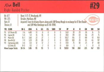 2000 Kahn's Cincinnati Reds #NNO Rob Bell Back