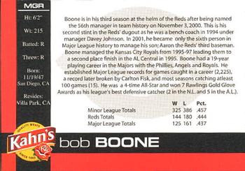 2003 Kahn's Cincinnati Reds #NNO Bob Boone Back