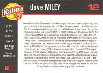 2004 Kahn's Cincinnati Reds #NNO Dave Miley Back
