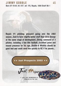 2002 Just Prospects #45 Jimmy Gobble Back