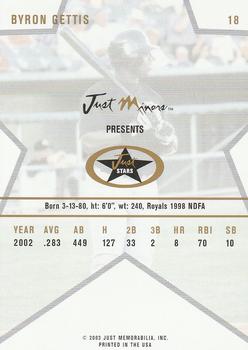 2003 Just Stars #18 Byron Gettis Back