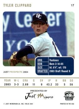 2004 Just Prospects #17 Tyler Clippard Back