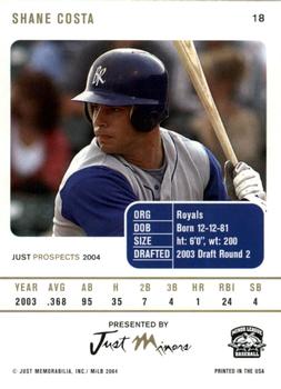 2004 Just Prospects #18 Shane Costa Back