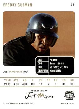 2004 Just Prospects #36 Freddy Guzman Back
