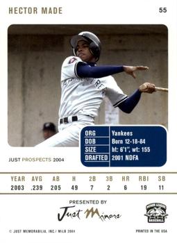 2004 Just Prospects #55 Hector Made Back
