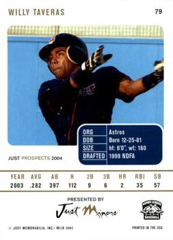 2004 Just Prospects #79 Willy Taveras Back