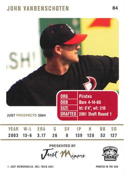 2004 Just Prospects #84 John VanBenschoten Back
