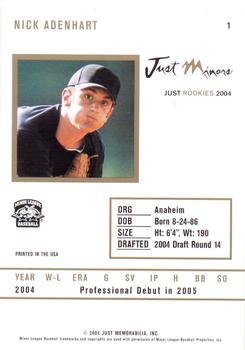 2004 Just Rookies #1 Nick Adenhart Back