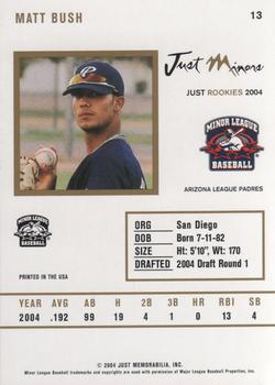 2004 Just Rookies #13 Matt Bush Back