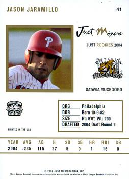 2004 Just Rookies #41 Jason Jaramillo Back
