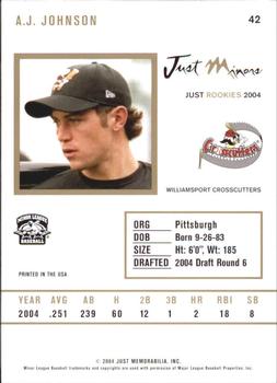 2004 Just Rookies #42 A.J. Johnson Back