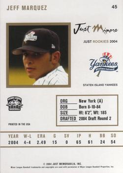 2004 Just Rookies #45 Jeff Marquez Back