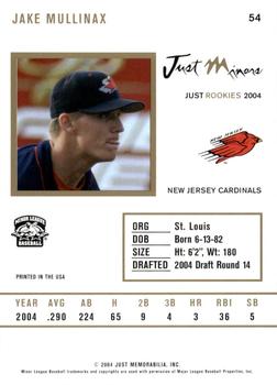 2004 Just Rookies #54 Jake Mullinax Back