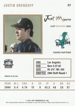 2004 Just Rookies #57 Justin Orenduff Back