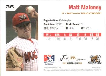 2006 Just Autographs #36 Matt Maloney Back
