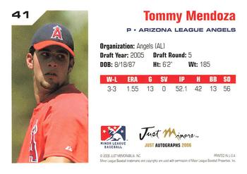 2006 Just Autographs #41 Tommy Mendoza Back