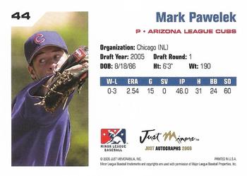 2006 Just Autographs #44 Mark Pawelek Back