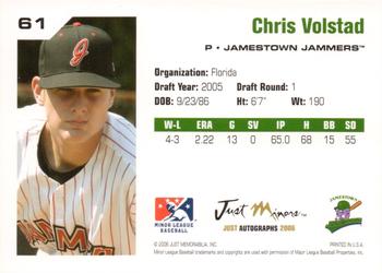 2006 Just Autographs #61 Chris Volstad Back